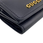 Gucci Script Logo Leather Trifold Wallet Compact Black — view 2