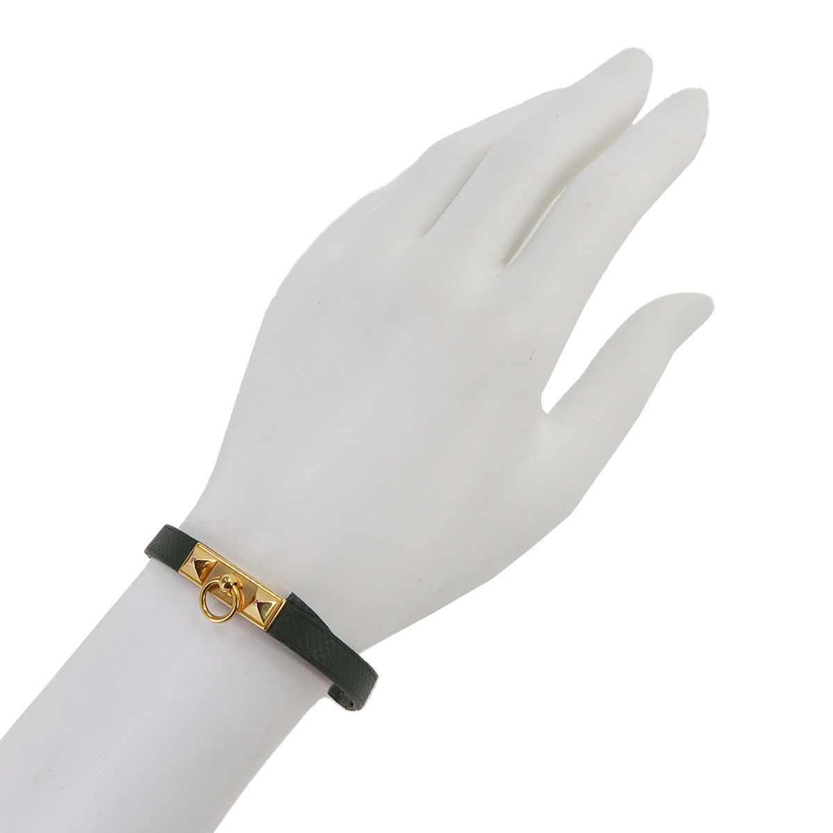 Hermes Mini Rivale Bracelet Epsom Green Gold XS — view 7