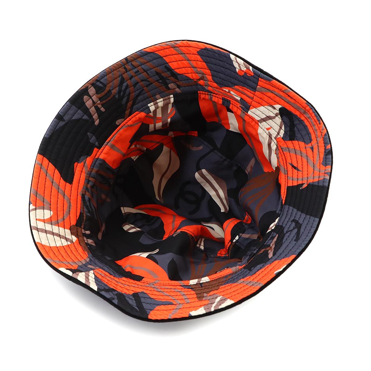 Chanel CC Logo Reversible Bucket Hat Canvas Black Pink Orange — view 4