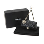 Chanel Quilted Classic Mini Bag Charm Chain Pouch Lambskin Black — view 2