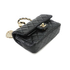 Chanel Quilted Classic Mini Bag Charm Chain Pouch Lambskin Black — view 5