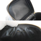 Chanel Vanity Hand Bag Caviar Leather Black CC Logo Gold Bag — view 8