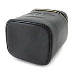 Chanel Vanity Hand Bag Caviar Leather Black CC Logo Gold Bag — view 5