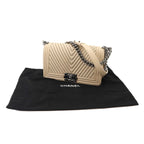 Chanel Boy Chain Shoulder Bag Leather Beige Silver — view 2