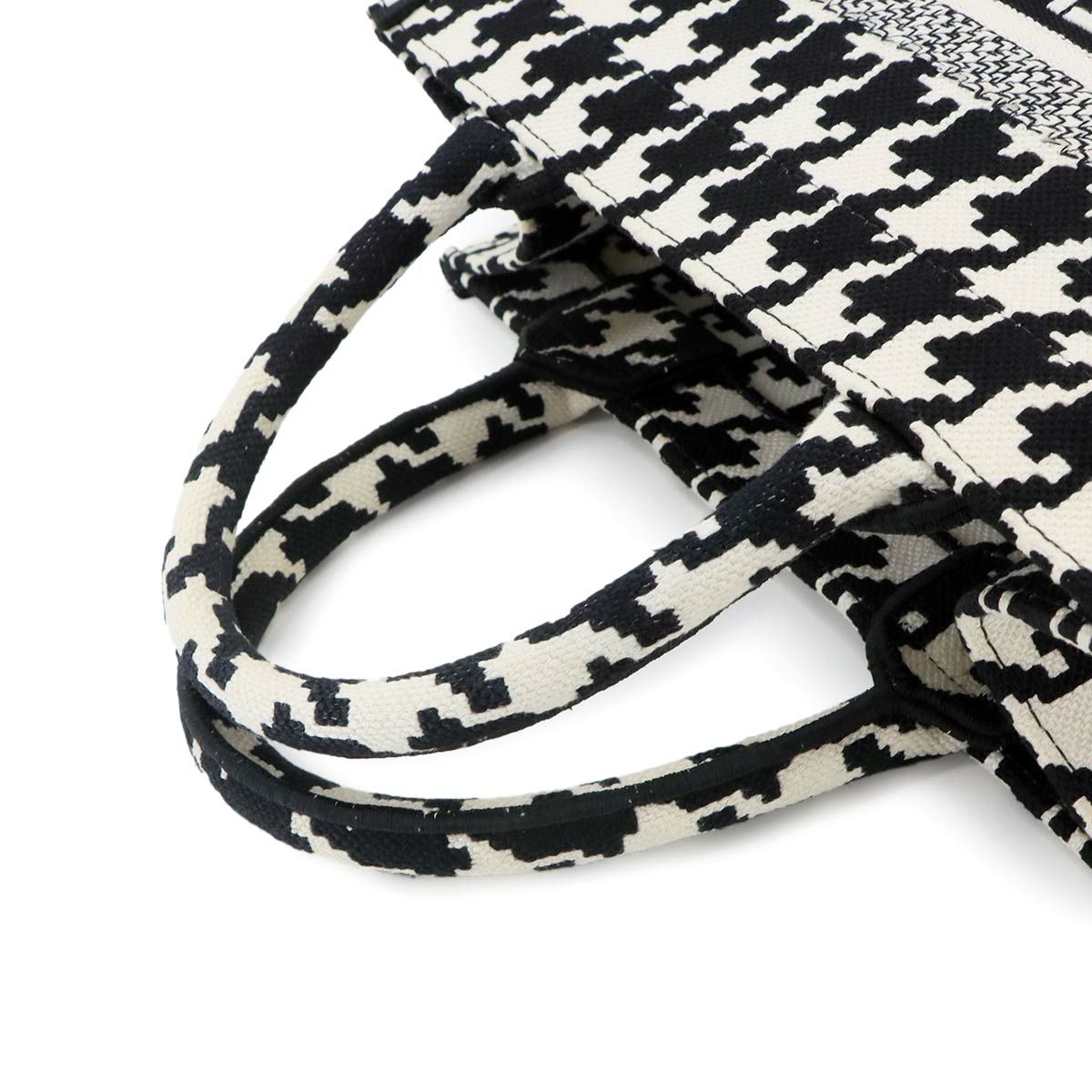 Dior Book Tote Bag Small Canvas Black Houndstooth — view 5