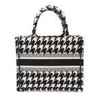 Dior Book Tote Bag Small Canvas Black Houndstooth — view 2