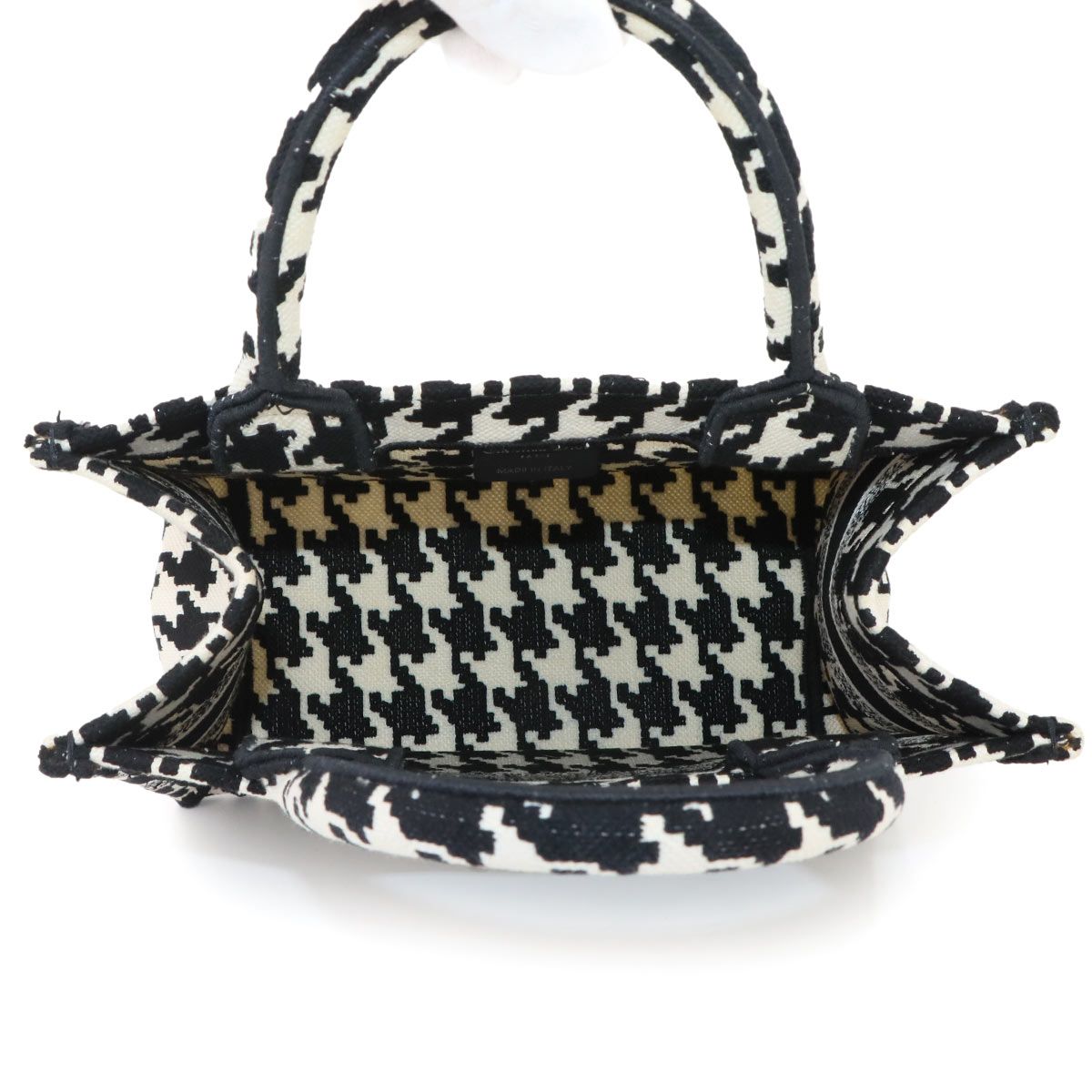 Dior Book Tote Bag Small Canvas Black Houndstooth — view 6
