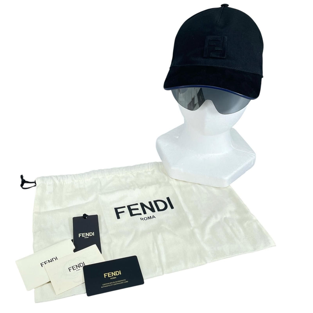Fendi Eye Cap FF Logo Cap with Shield Black Hat — view 2