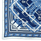 Hermes Carre Mors a Jouets Bandana Horse Bit Cashmere Silk Marine Large Scarf — view 5