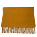 Hermes Recto Verso Cashmere 100% Logo Embroidery Fringe Scarf Camel Beige