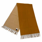 Hermes Recto Verso Cashmere 100% Logo Embroidery Fringe Scarf Camel Beige — view 3