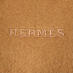 Hermes Recto Verso Cashmere 100% Logo Embroidery Fringe Scarf Camel Beige — view 5