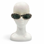 Chanel Vintage CC Logo All Over Print Oval Eyewear Sunglasses Ivory Black Demo — view 3
