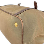 Prada Tote Bag Logo Jacquard Beige Dark Brown Leather Tag Ribbon — view 6