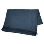 Hermes Shawl New Libris Navy Cashmere Silk Scarf Fringe Large