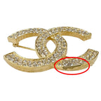Chanel CC Logo Vintage Brooch Rhinestone Gold — view 7
