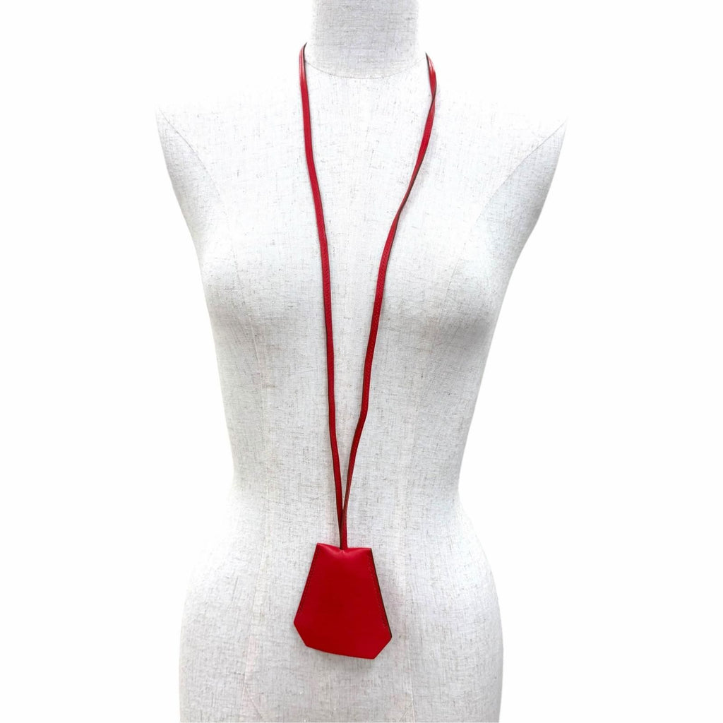 Hermes Vintage Clochette Necklace Box Calf Rouge Vif Martin Margiela — view 2