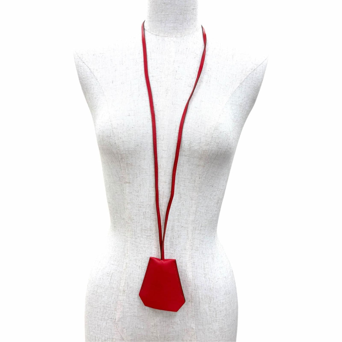 Hermes Vintage Clochette Necklace Box Calf Rouge Vif Martin Margiela — view 2