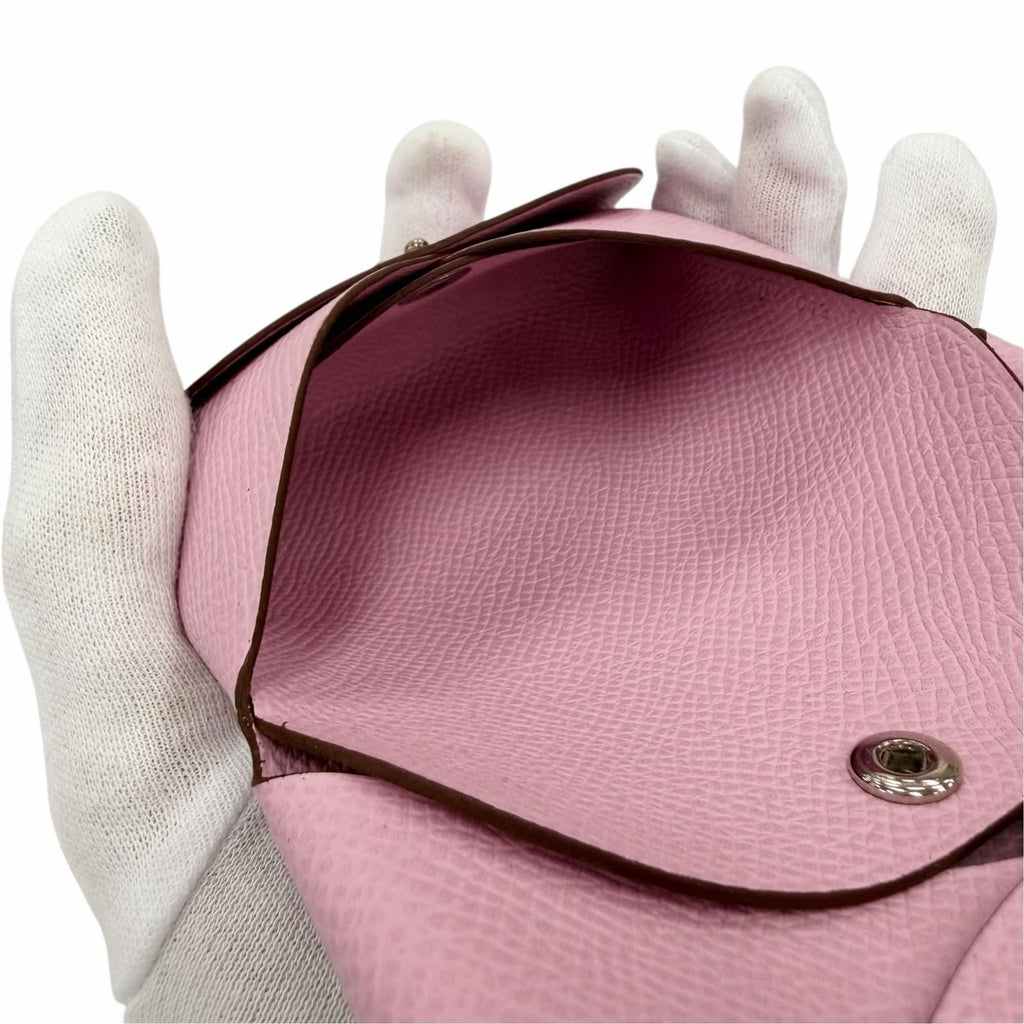 Hermes Calvi Duo Veau Epsom Mauve Sylvestre Silver Sellier Coin Purse — view 7