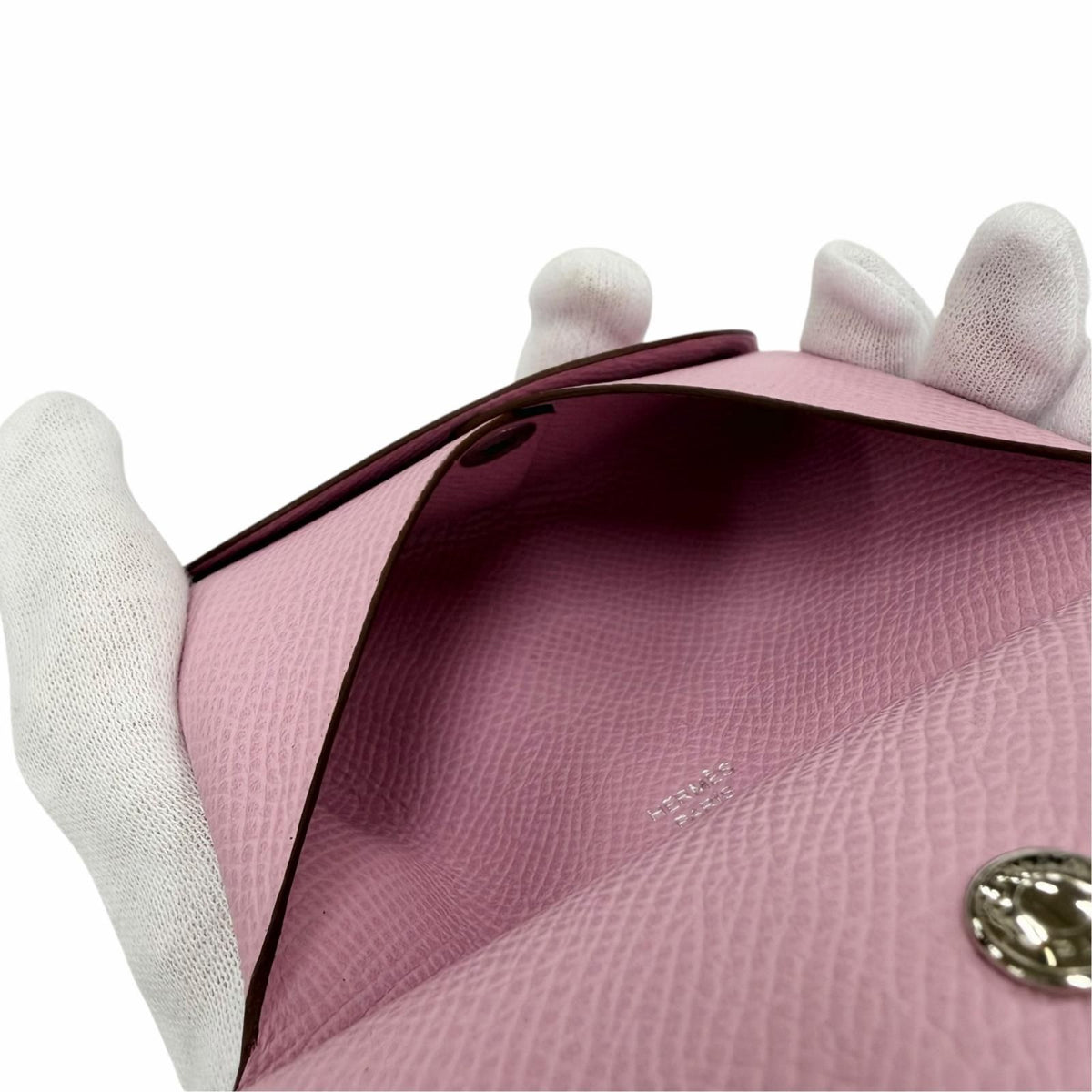 Hermes Calvi Duo Veau Epsom Mauve Sylvestre Silver Sellier Coin Purse — view 8