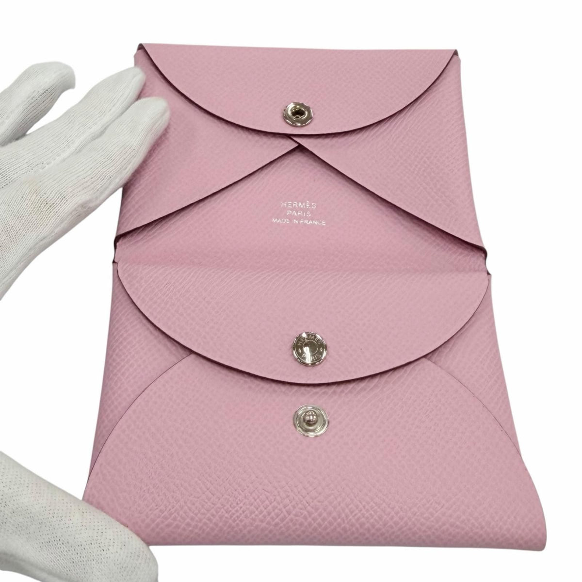 Hermes Calvi Duo Veau Epsom Mauve Sylvestre Silver Sellier Coin Purse — view 5