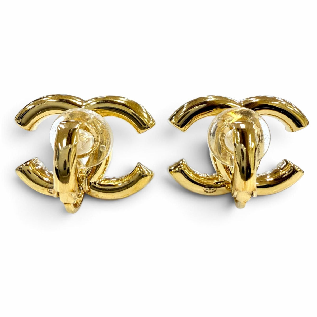 Chanel CC Logo Eco Pearl Rhinestone Earrings Gold — view 4
