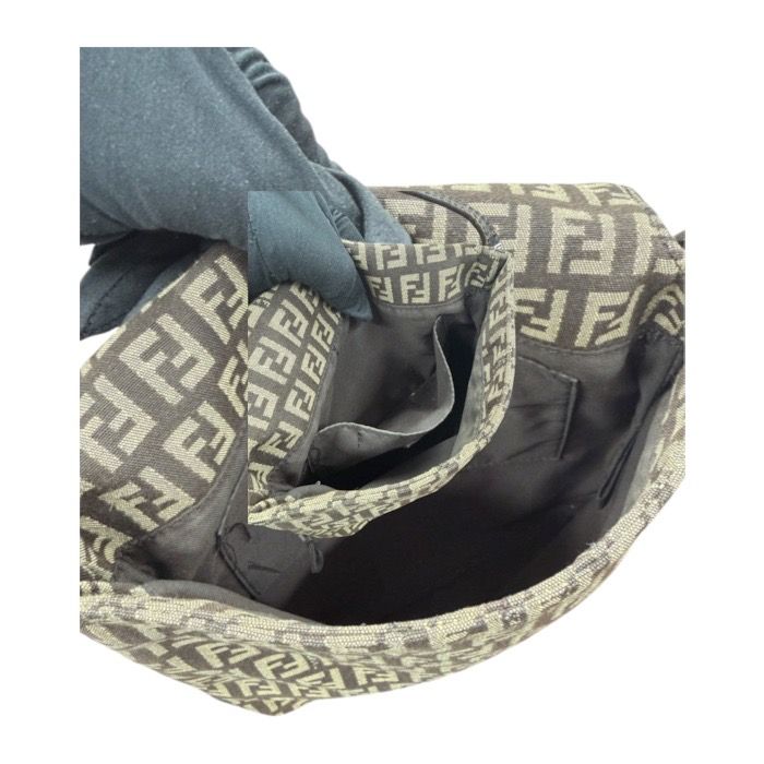Fendi Zucchino Brown Silver Canvas Leather Pochette — view 7