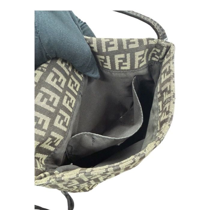 Fendi Zucchino Brown Silver Canvas Leather Pochette — view 6