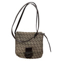 Fendi Zucchino Brown Silver Canvas Leather Pochette