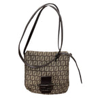 Fendi Zucchino Brown Silver Canvas Leather Pochette
