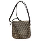 Fendi Zucchino Brown Silver Canvas Leather Pochette — view 2