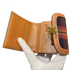 Celine Triomphe Small Flap Wallet Tartan Check Trifold Wool Leather — view 3