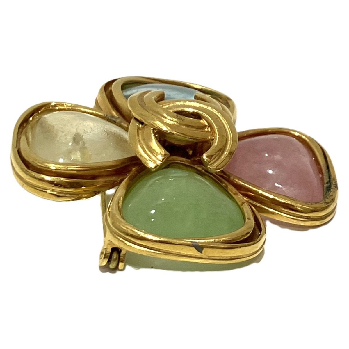 Chanel CC Logo Clover Color Stone 96P Brooch — view 3