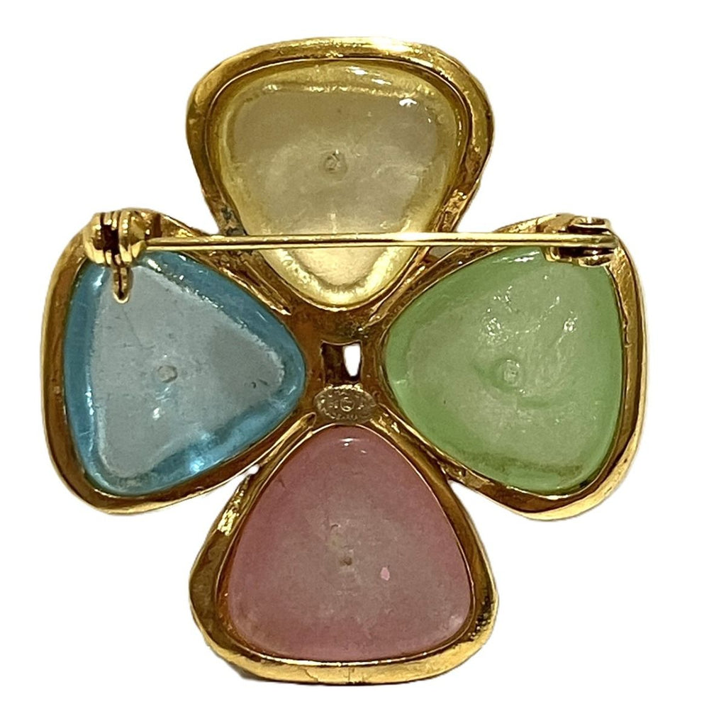 Chanel CC Logo Clover Color Stone 96P Brooch — view 4