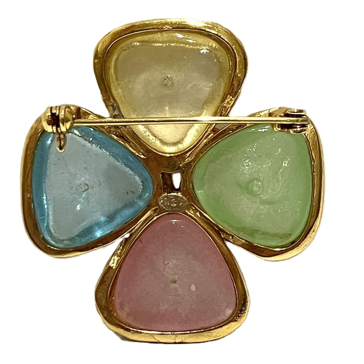 Chanel CC Logo Clover Color Stone 96P Brooch — view 4