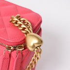 Chanel Quilted Caviar Leather Small Vanity Case Pink Makeup Bag Gold — view 6