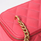 Chanel Quilted Caviar Leather Small Vanity Case Pink Makeup Bag Gold — view 7