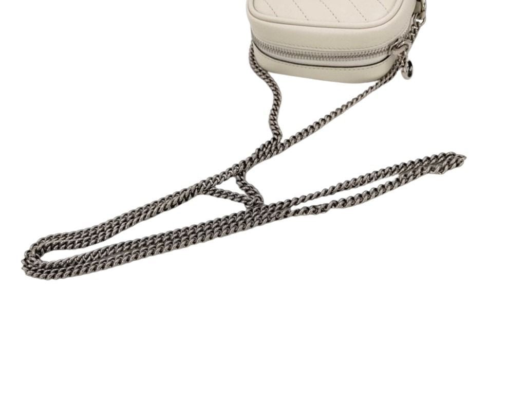 Gucci Shoulder Bag Blondie Mini Chain Cross White Leather Silver — view 4
