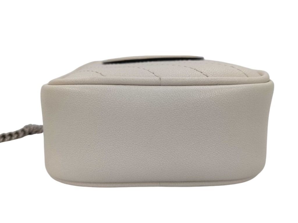 Gucci Shoulder Bag Blondie Mini Chain Cross White Leather Silver — view 7