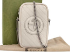 Gucci Shoulder Bag Blondie Mini Chain Cross White Leather Silver