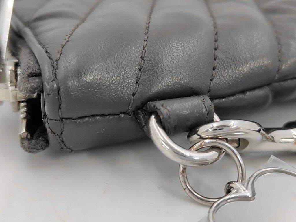 Saint Laurent Clutch Monogram Document Holder Gray Leather V-stitch YSL Silver — view 6