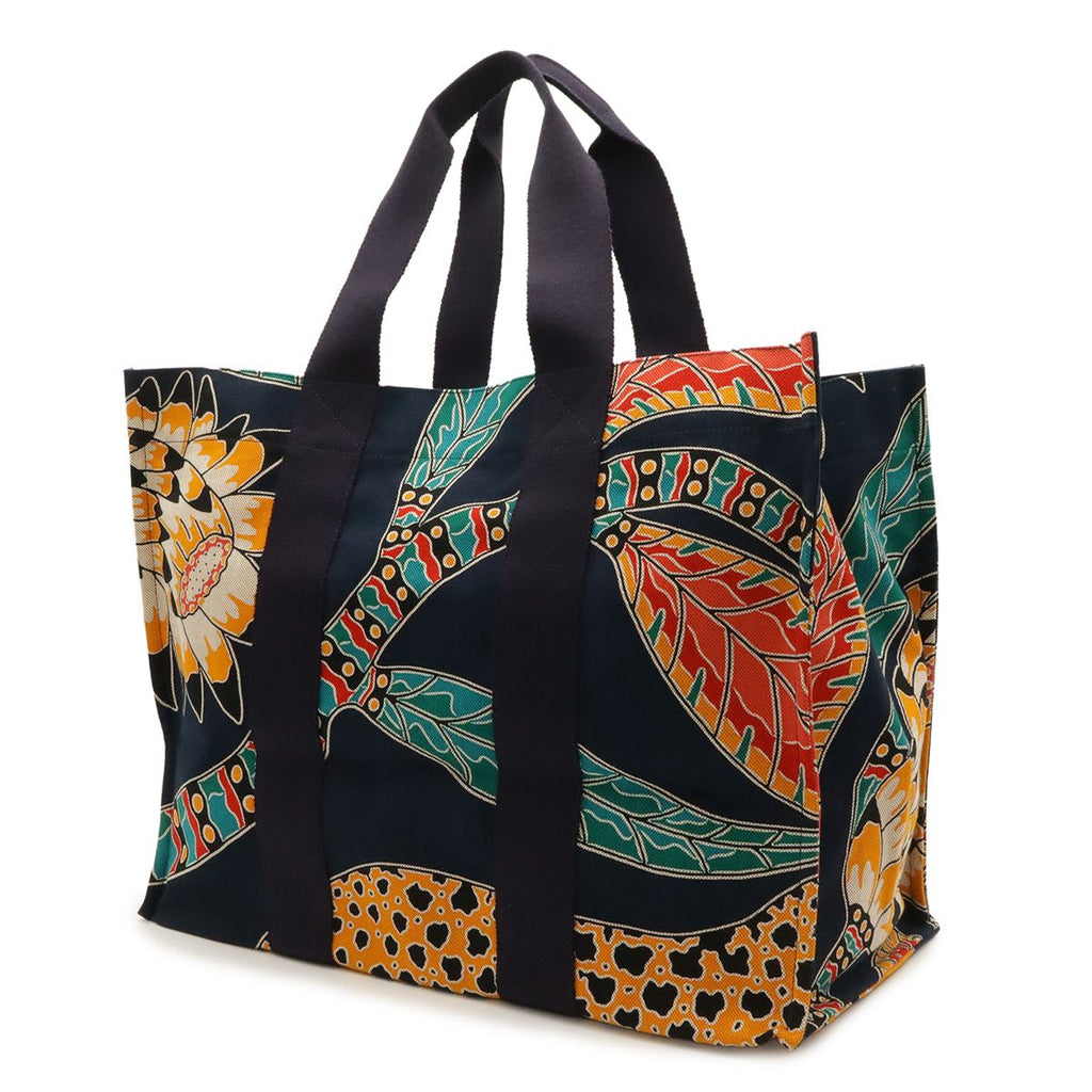 Hermes Tote Large Beach Shoulder Bag Savannah Dance Canvas Dark Navy Multicolor — view 2