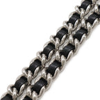 Chanel Quilted Chain Around CC Logo Shoulder Bag Leather Black Silver — view 5