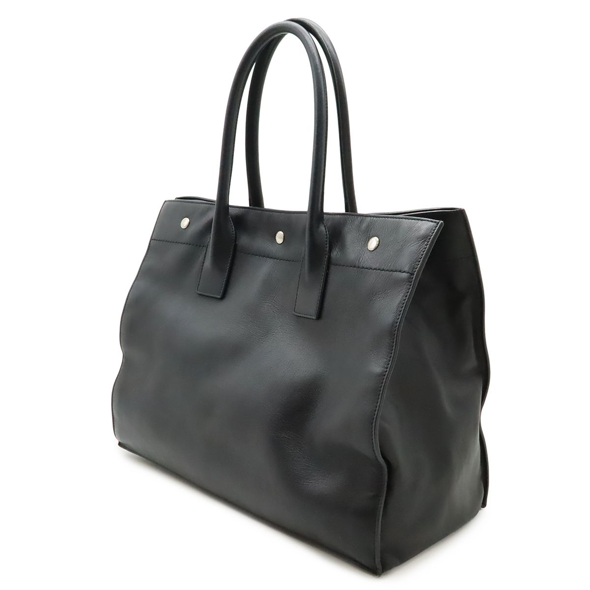 Saint Laurent Paris YSL Rive Gauche Tote Shoulder Bag Leather Black — view 2