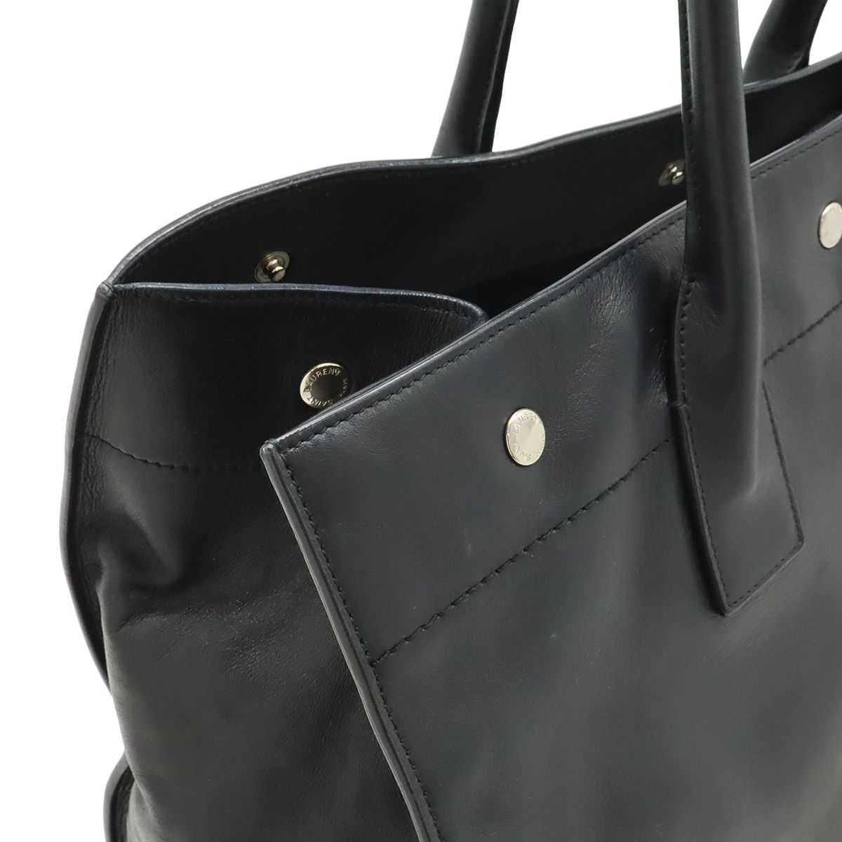 Saint Laurent Paris YSL Rive Gauche Tote Shoulder Bag Leather Black — view 7