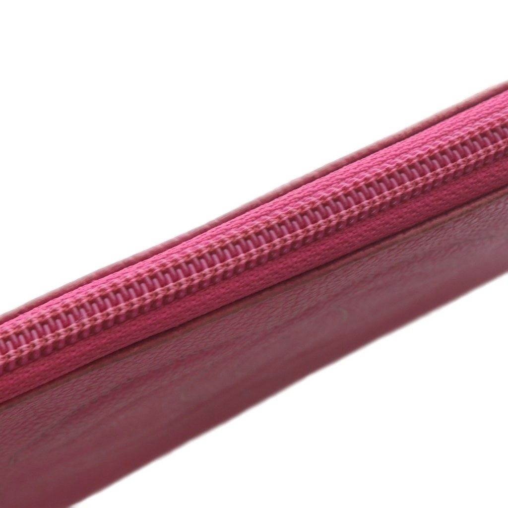 Chanel Wallet Zip Around Logo Embossed Leather Pink — view 5