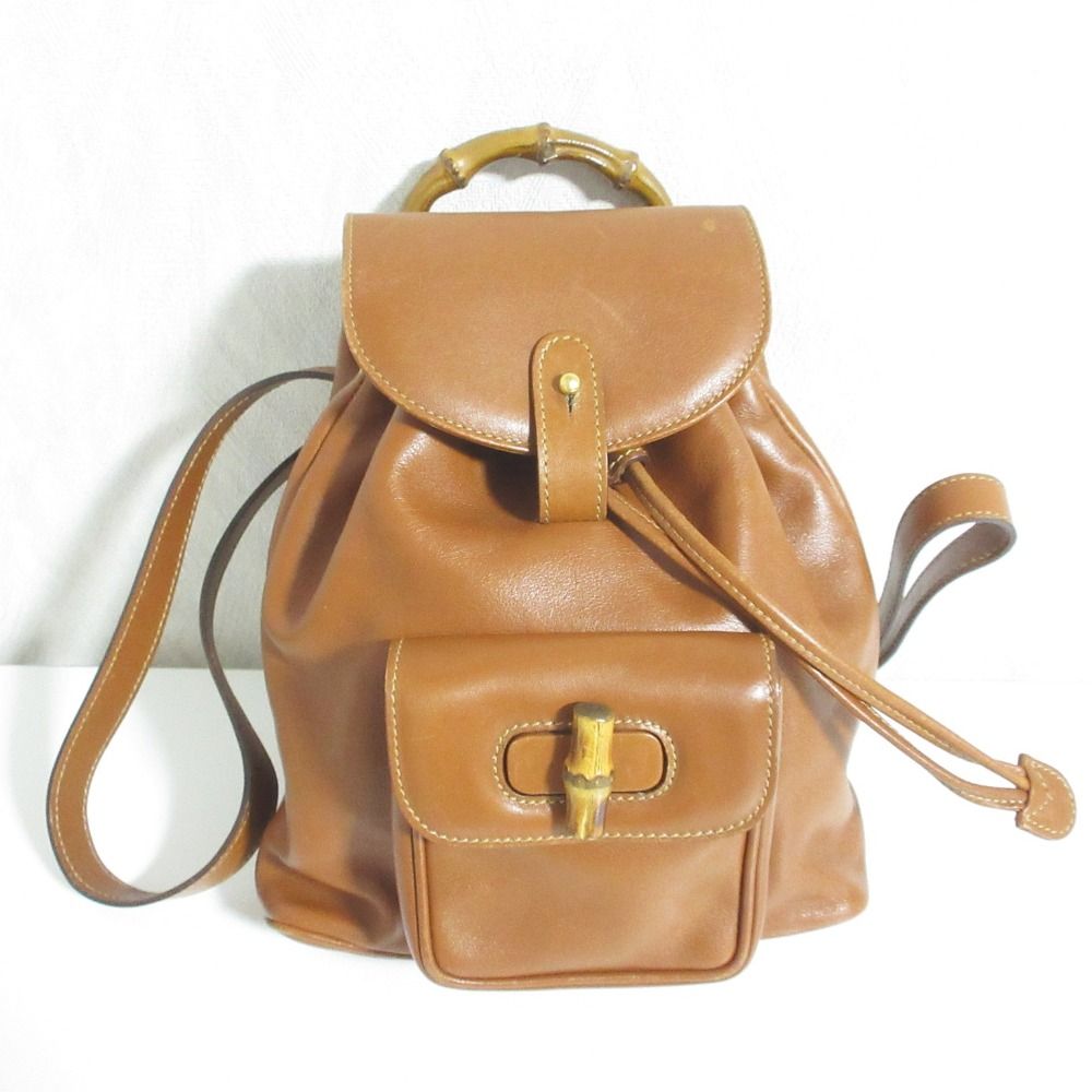 Gucci Bamboo Leather Mini Backpack Brown