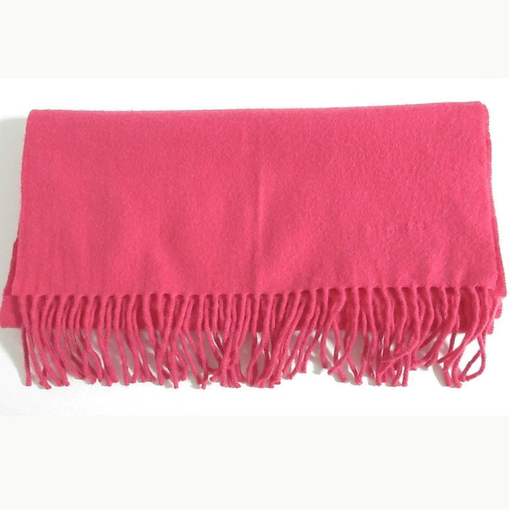 Hermes Cashmere 100% Fringe Scarf Shawl Pink