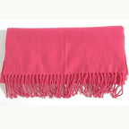 Hermes Cashmere 100% Fringe Scarf Shawl Pink