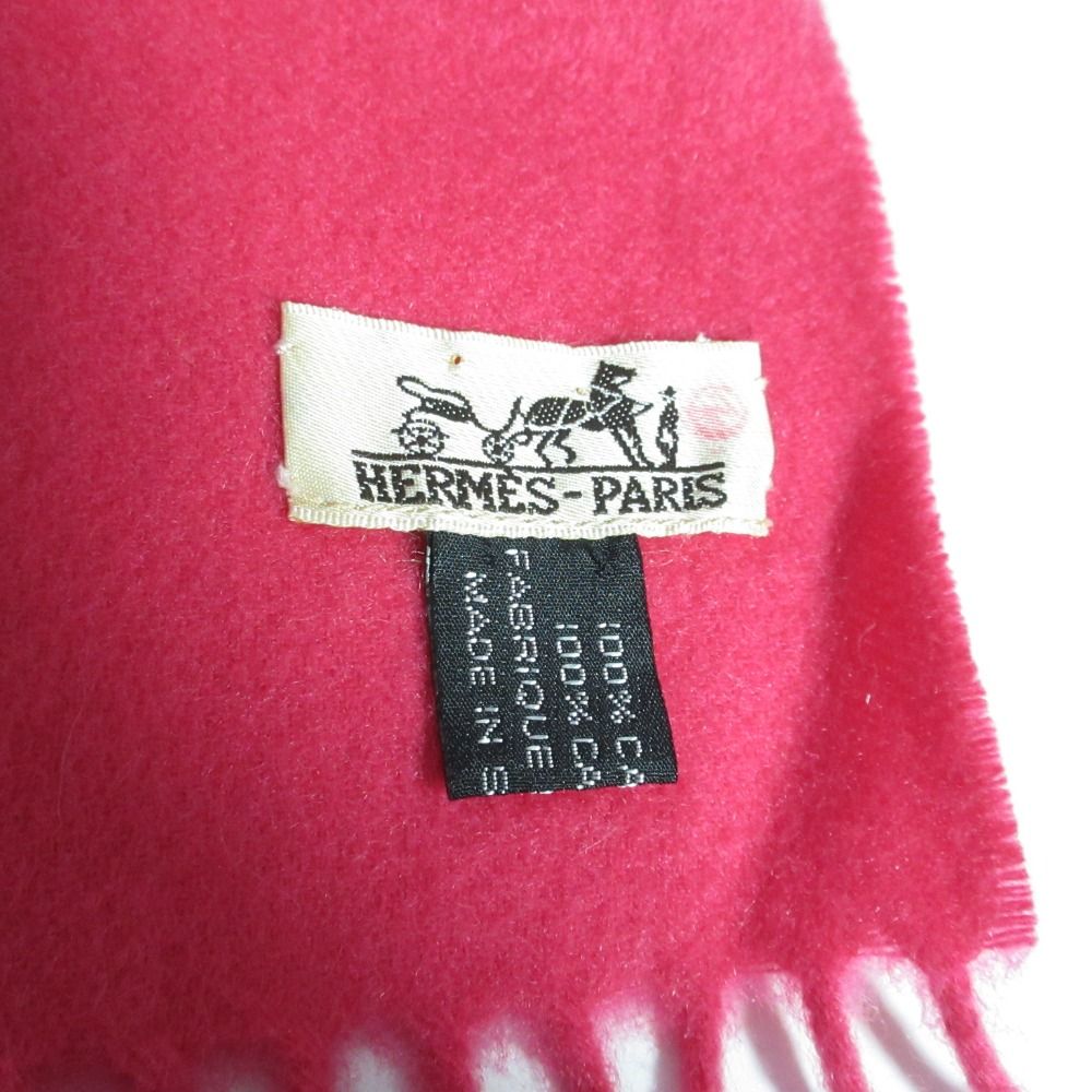 Hermes Cashmere 100% Fringe Scarf Shawl Pink — view 4